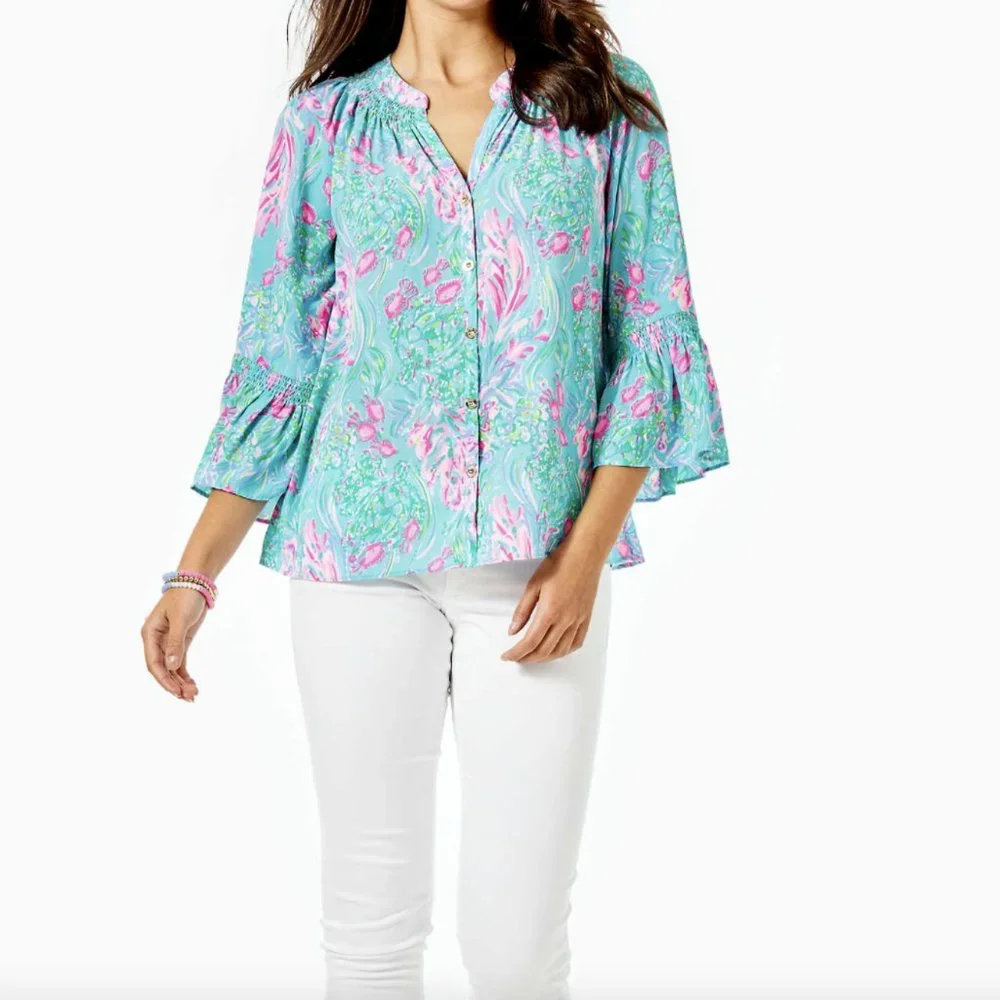 TWO Lilly Pulitzer DAKOTA Top Blouses - Picture 2 of 6